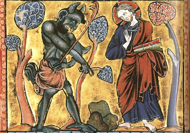 Tentation La première du Christ vers 1222 Bibliothèque royale du Danemark